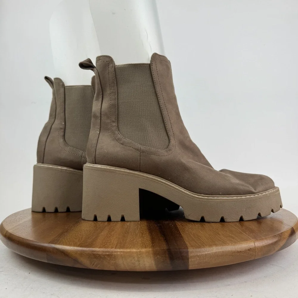 Womens Dolce Vita Tobias Brown Platform Lug Sole Heeled Chelsea Boots Size 11 M‎